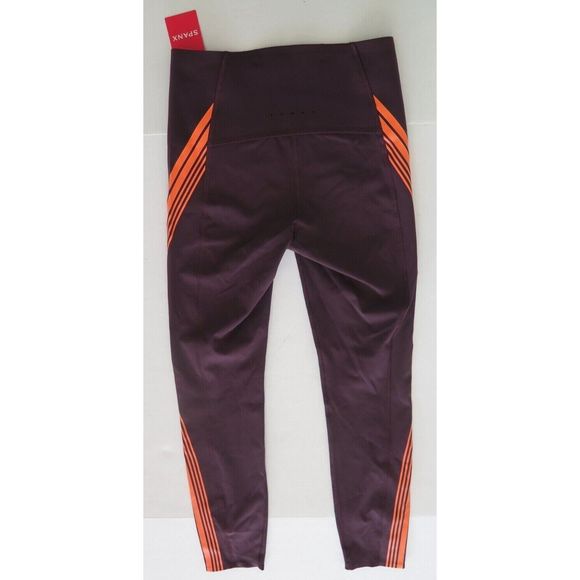 Spanx 50207R Women's Sz L Wine/Orange Contour Stripe 7/8 Leggings $118+ - Picture 2 of 9